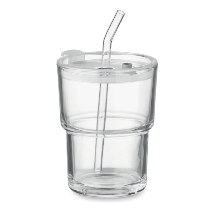 Sip — Glass tumbler with straw 400ml