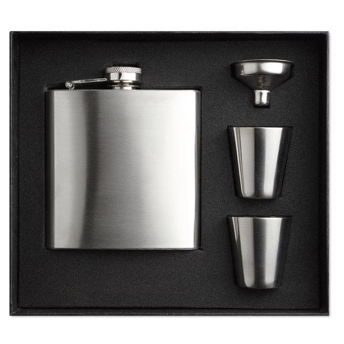 Slimmy Flask Set — Slim hip flask w 2 cups set