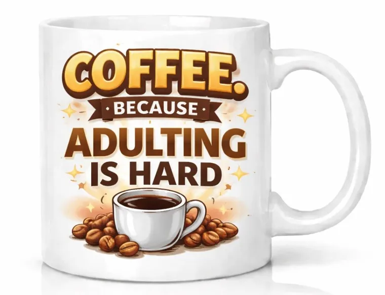 Coffee Because Adulting Is Hard — novelty office gift mug