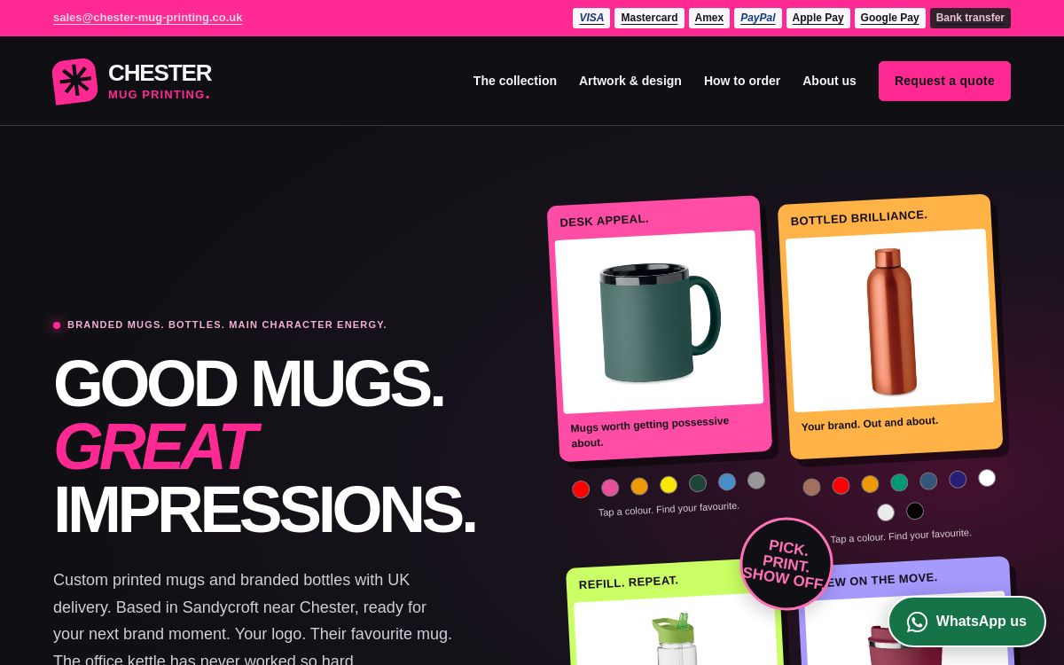 Chester Mug Printing website design preview